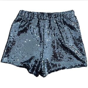 Women’s Black Sequin Cocktail Shorts – High Waisted, Size M